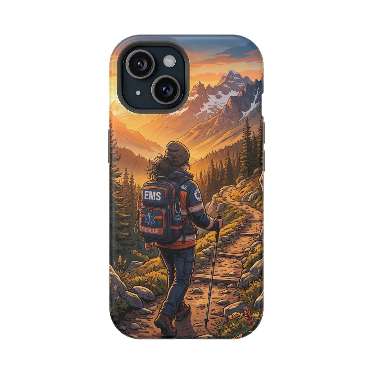 Paramedic/EMT Mountain Phone Case — Magnetic Wireless Charging Cover