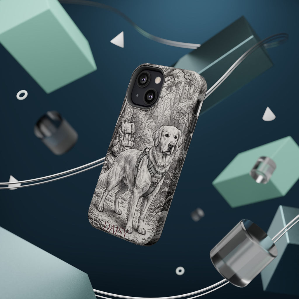 Personalized Golden Retriever Woodland Trail Phone Case — Wireless Charging Cover