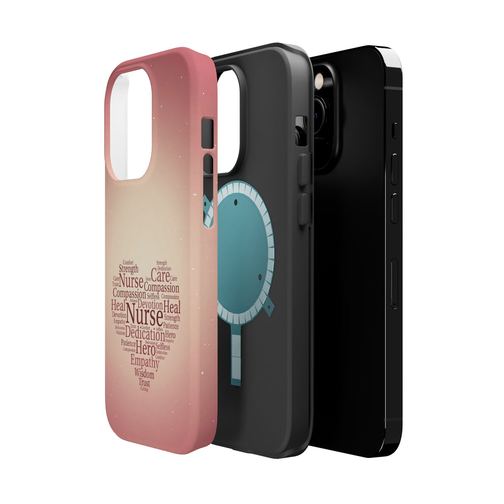 Nurse Heart Word Art Phone Case — Impact-Resistant Wireless Charging Cover