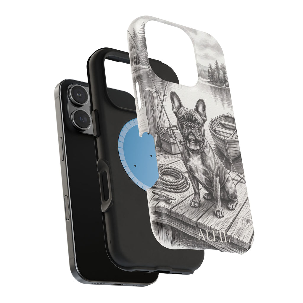 Personalized French Bulldog Lakeside Dock Phone Case — Wireless Charging Cover