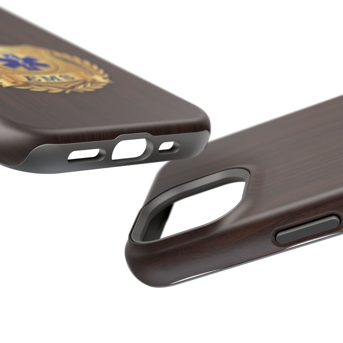 Gold EMS Laurel Badge Wood Phone Case — Magnetic Wireless Charging Cover