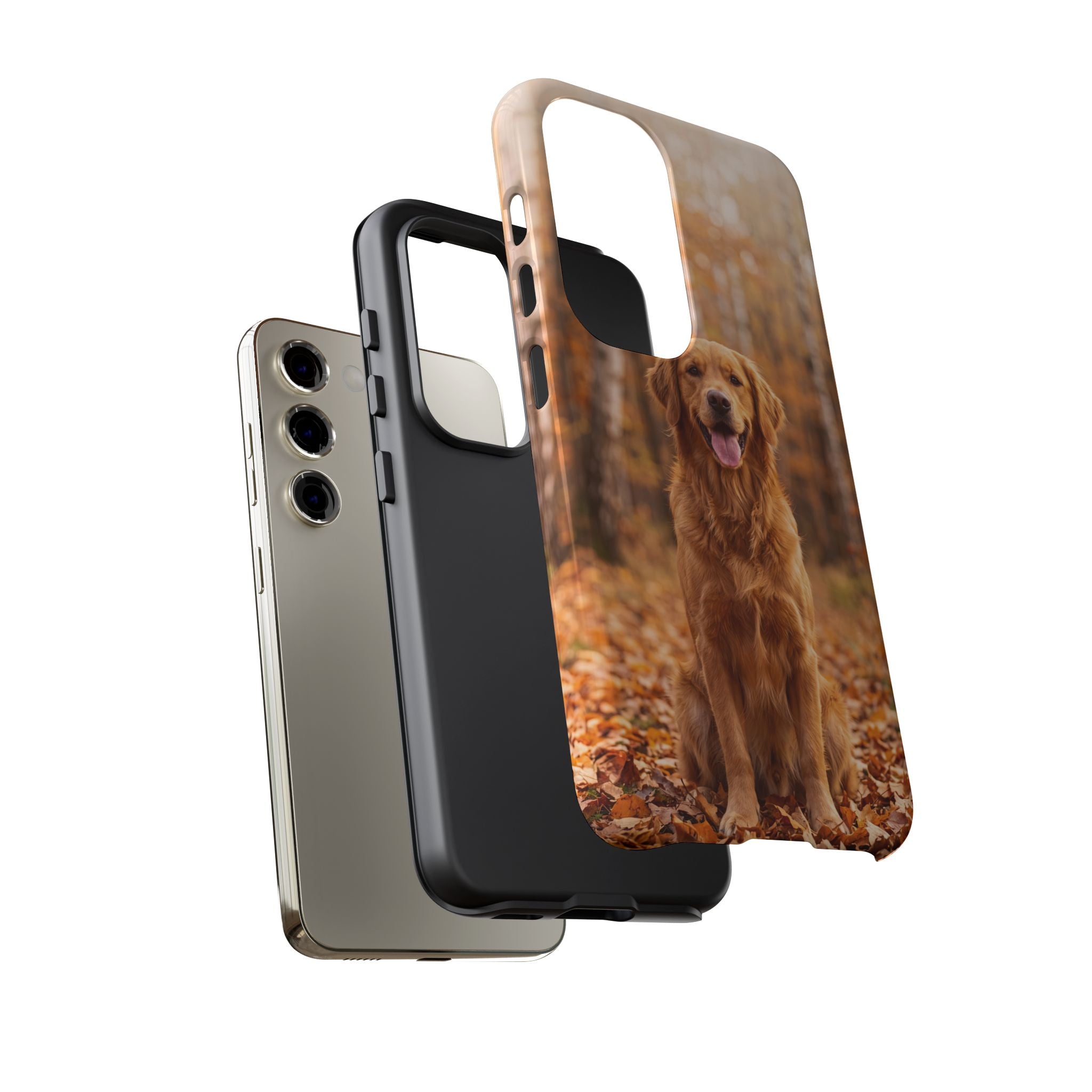 Golden Retriever Autumn Forest Phone Case | Happy Dog in Fall Foliage | Samsung & iPhone