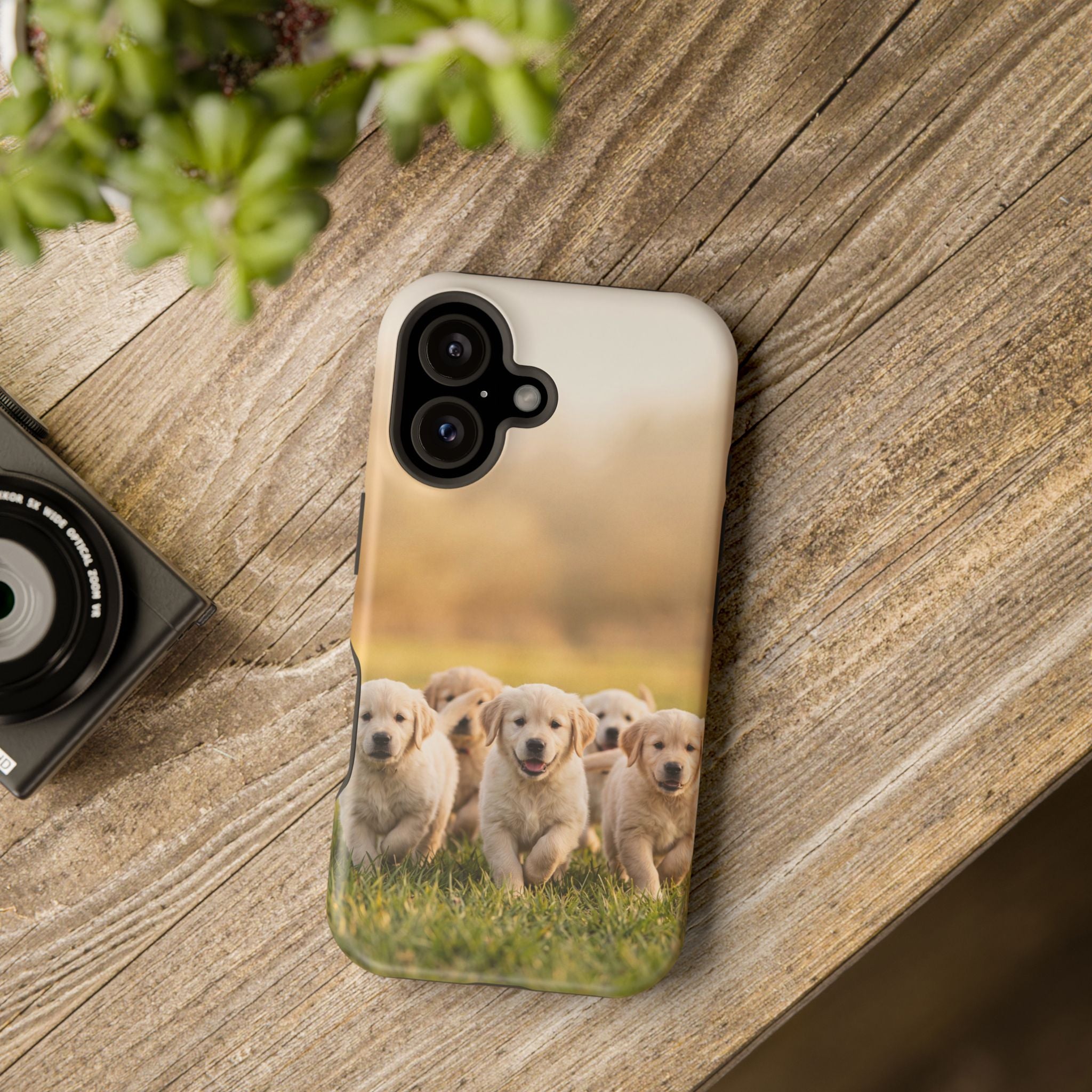 Golden Retriever Puppies Phone Case — Impact-Resistant Wireless Charging Cover