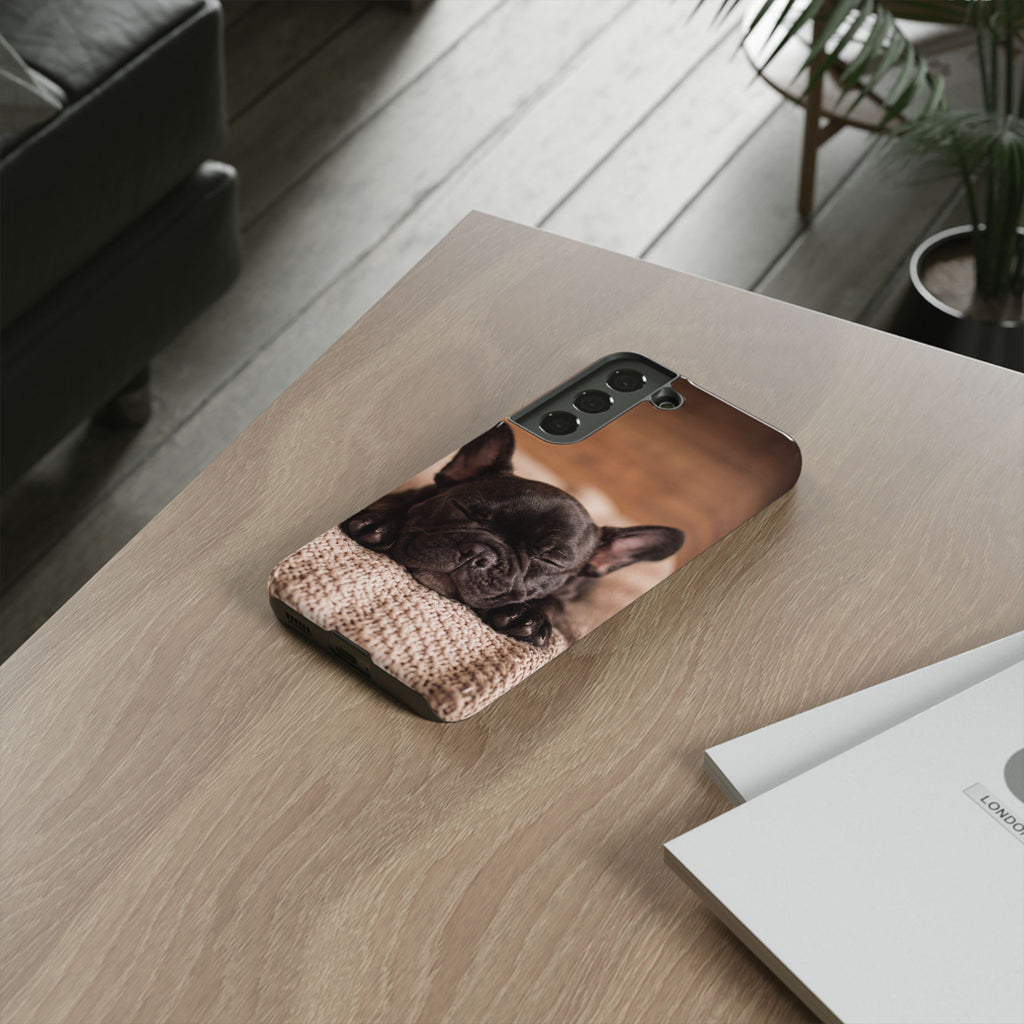 Sleeping French Bulldog Phone Case | Cozy Frenchie Resting on Blanket | iPhone & Samsung
