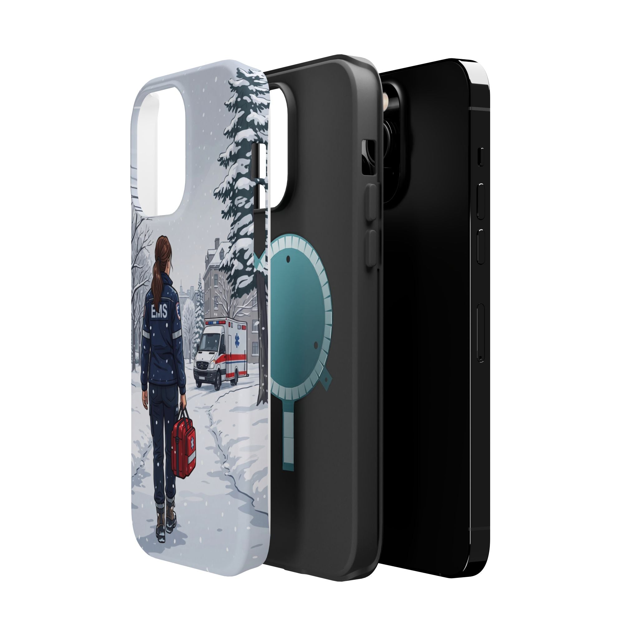 Paramedic/EMT Winter Phone Case — Magnetic Wireless Charging Cover