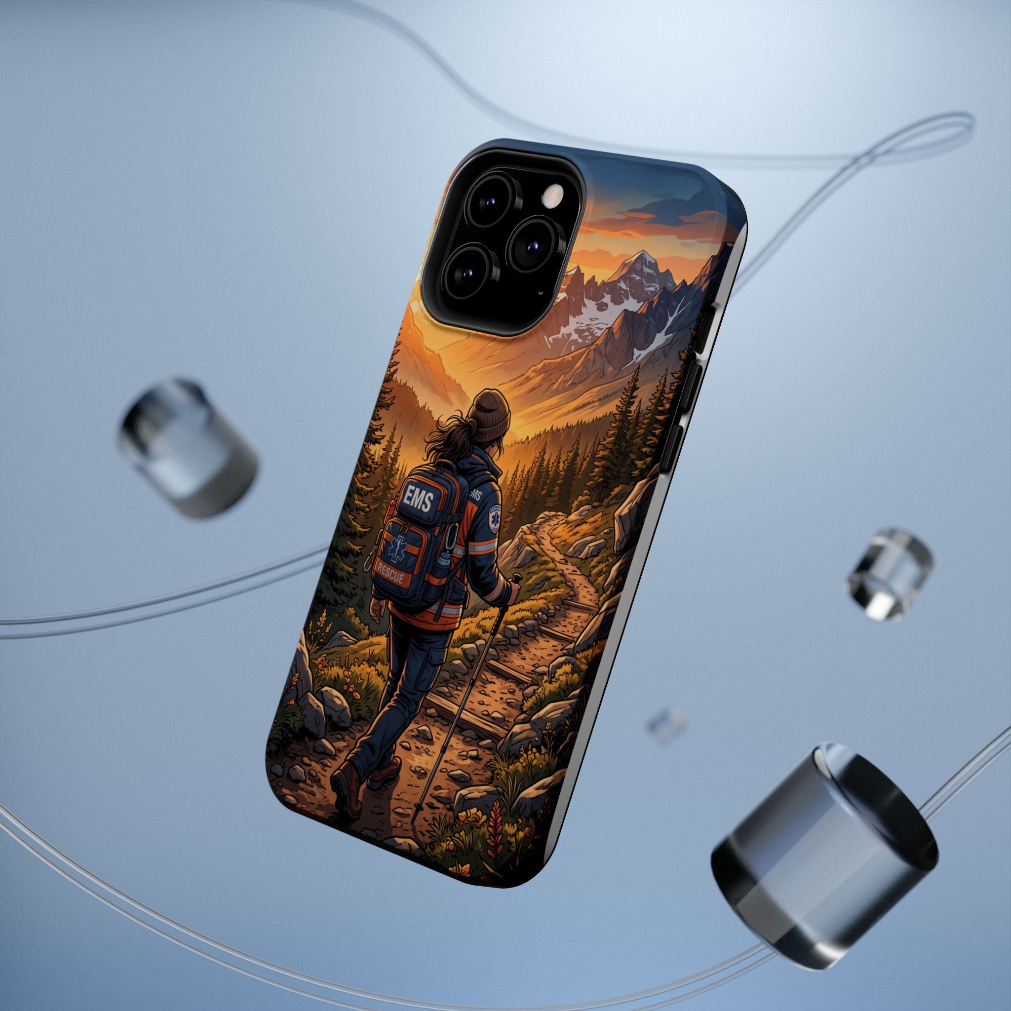 Paramedic/EMT Mountain Phone Case — Magnetic Wireless Charging Cover