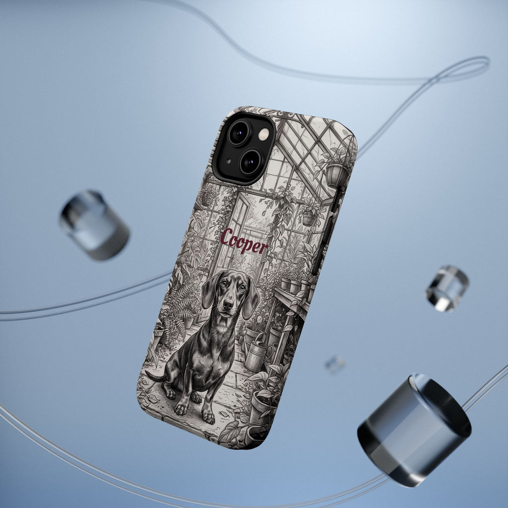 Personalized Dachshund Vintage Greenhouse Phone Case — Wireless Charging Cover
