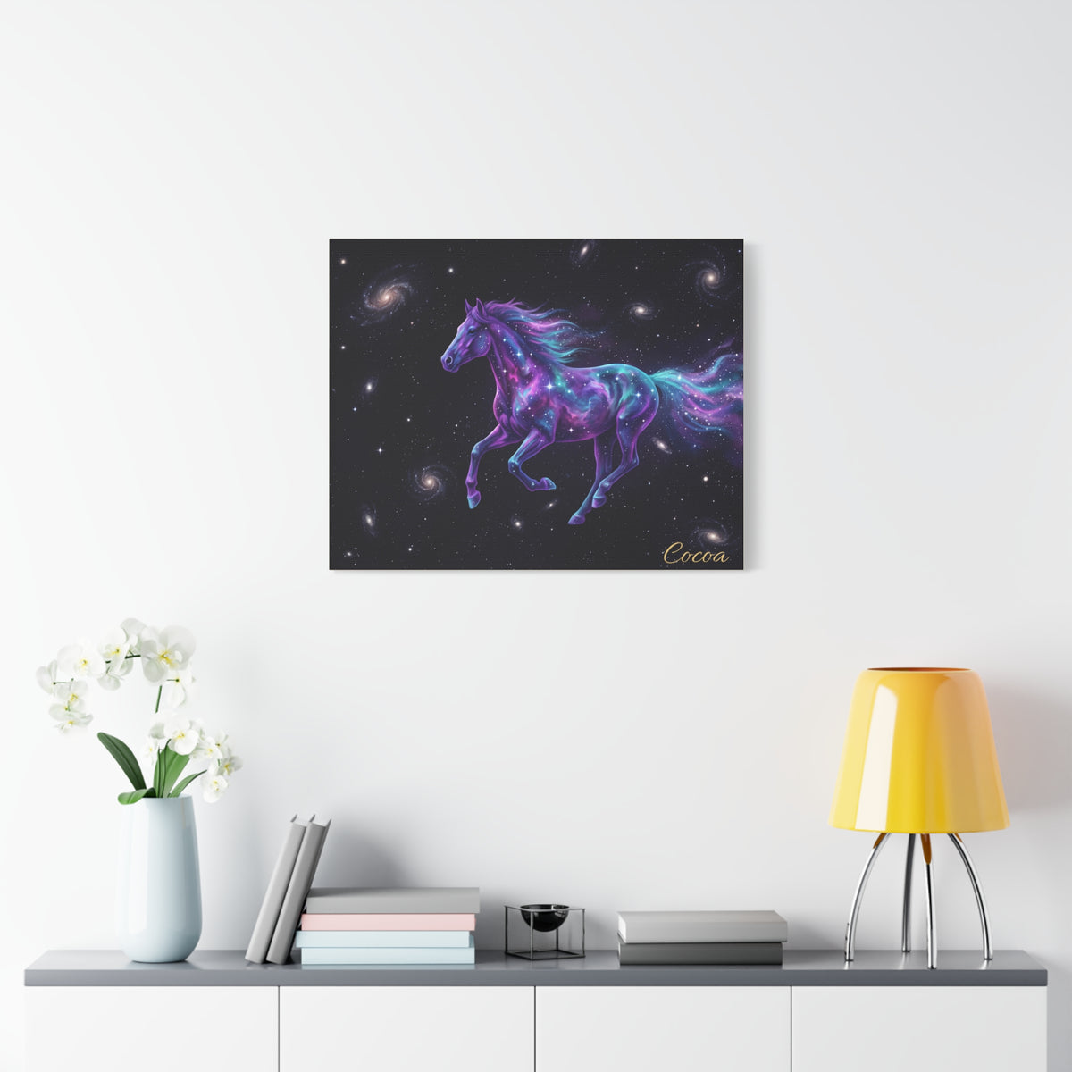 Horse Personalized Canvas | Cosmic Nebula Galloping Horse Wall Art