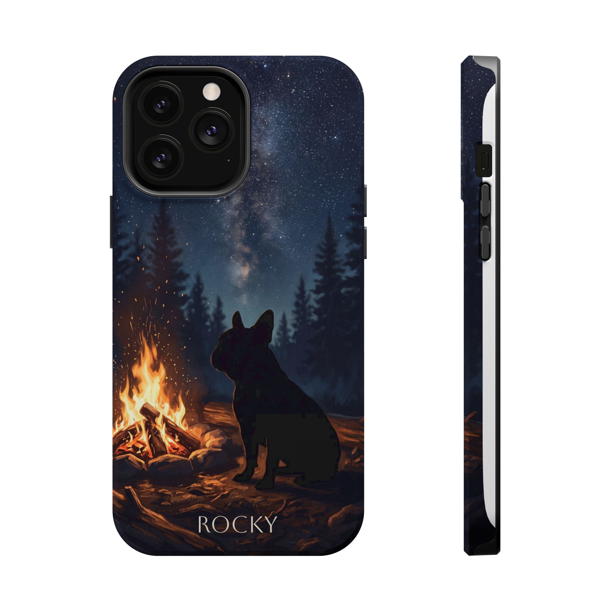 Personalized French Bulldog Campfire Phone Case — Wireless Charging Cover
