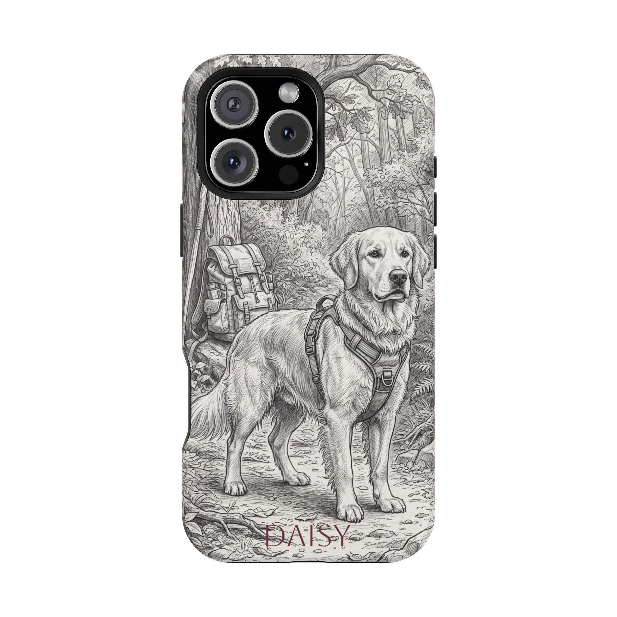 Personalized Golden Retriever Woodland Trail Phone Case — Wireless Charging Cover