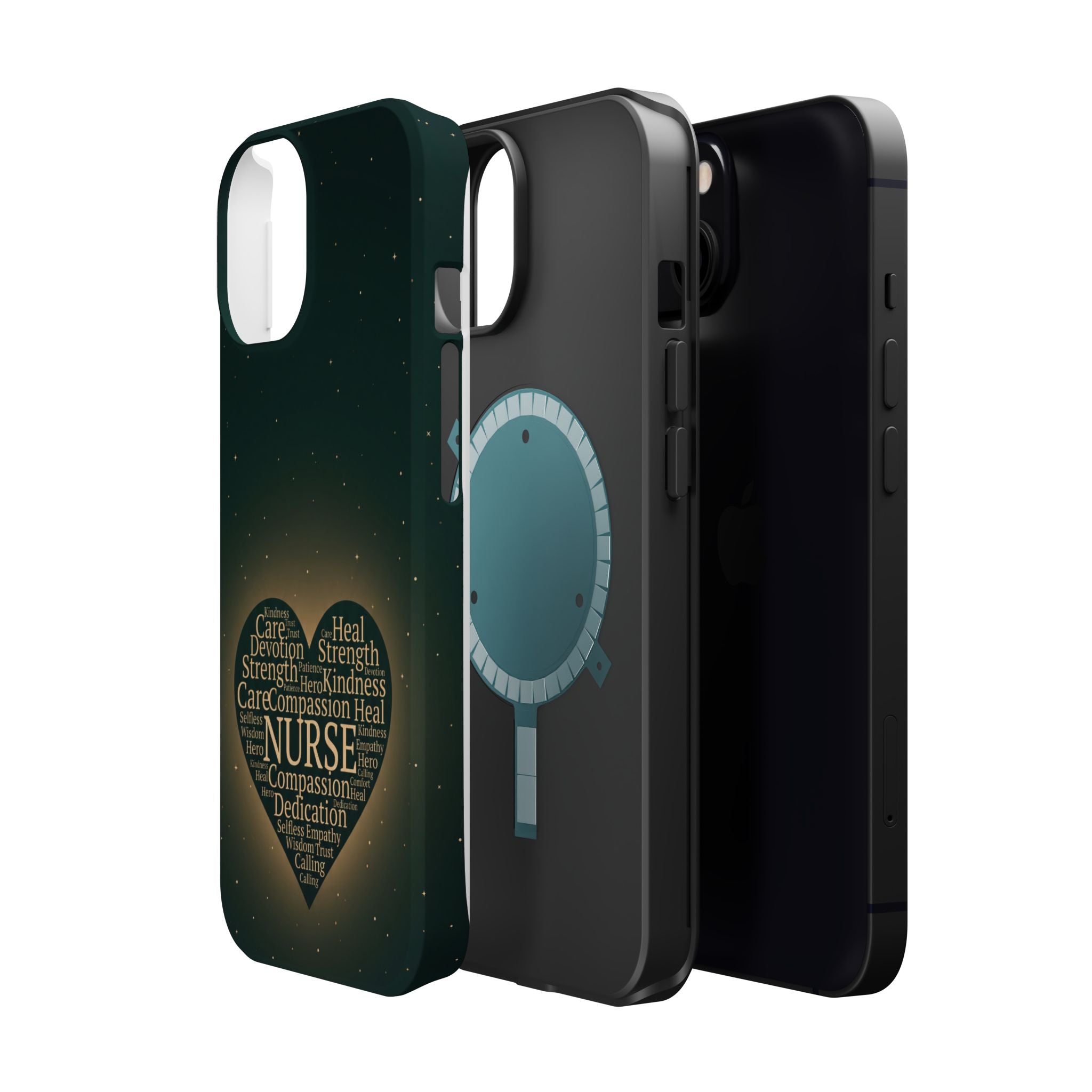Nurse Heart Word and Art Phone Case — Impact-Resistant Wireless Charging Cover