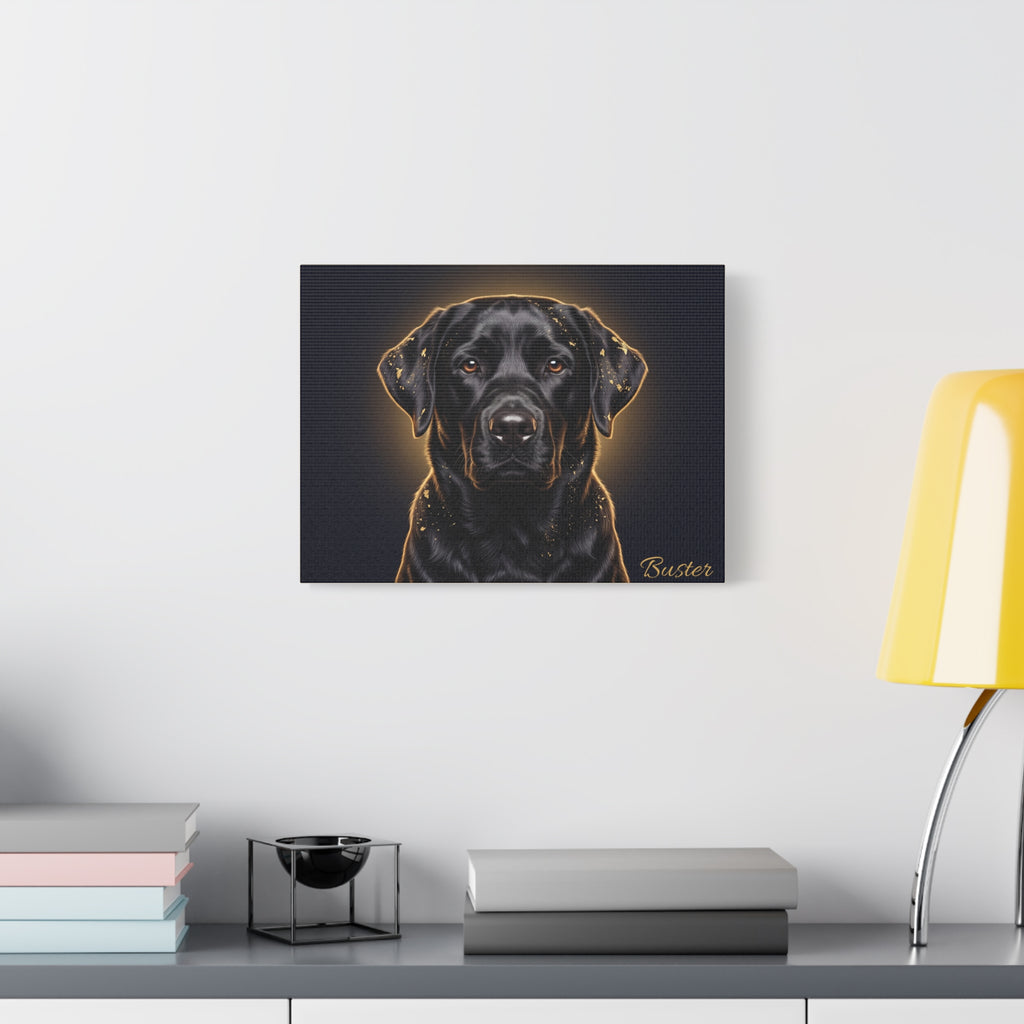 Black Labrador Personalized Canvas | Golden Glow Wall Art