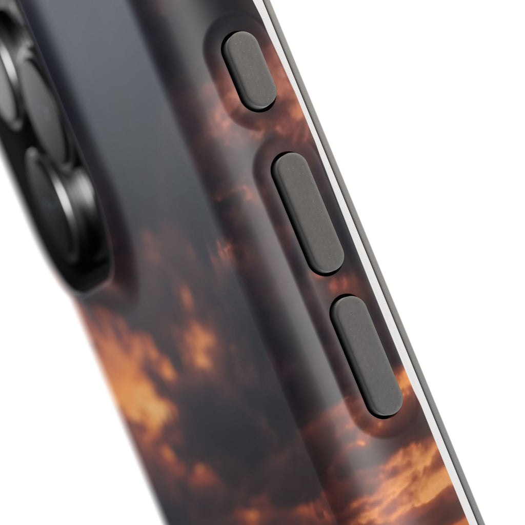 Sunset Paw Print Phone Case — Impact-Resistant Wireless Charging Cover