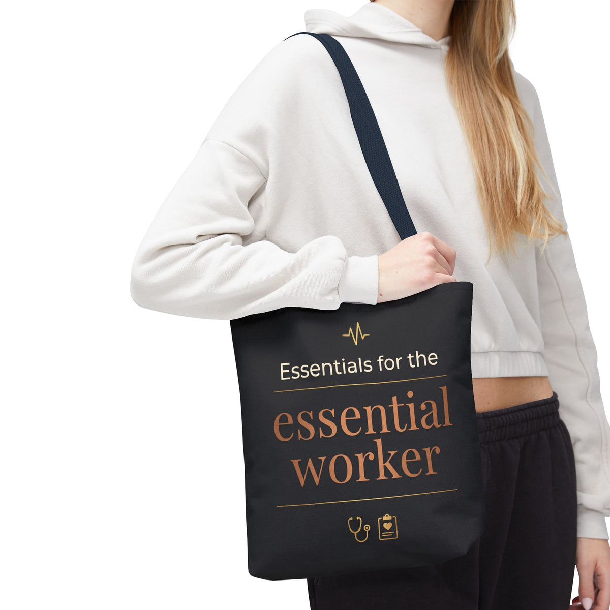 Essentials for the Essential Worker Tote | Healthcare Worker Gift Tote Bag | Nurse Doctor Appreciation Gift | Premium Polyester Carry-All