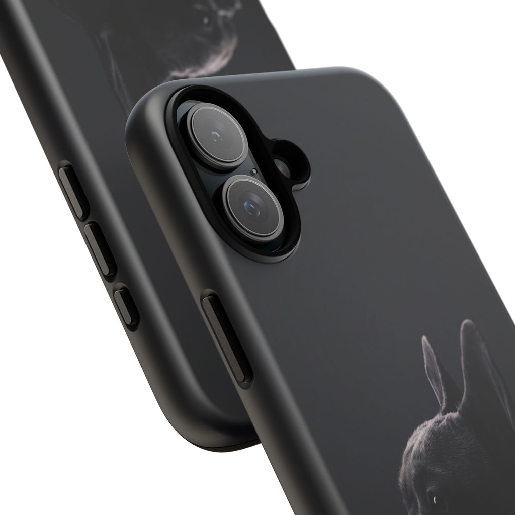 Silhouette French Bulldog Phone Case | Minimalist Black-on-Black Frenchie Profile | iPhone & Samsung