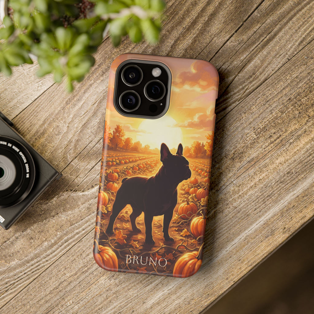 Personalized French Bulldog Pumpkin Patch Phone Case — Wireless Charging Cover
