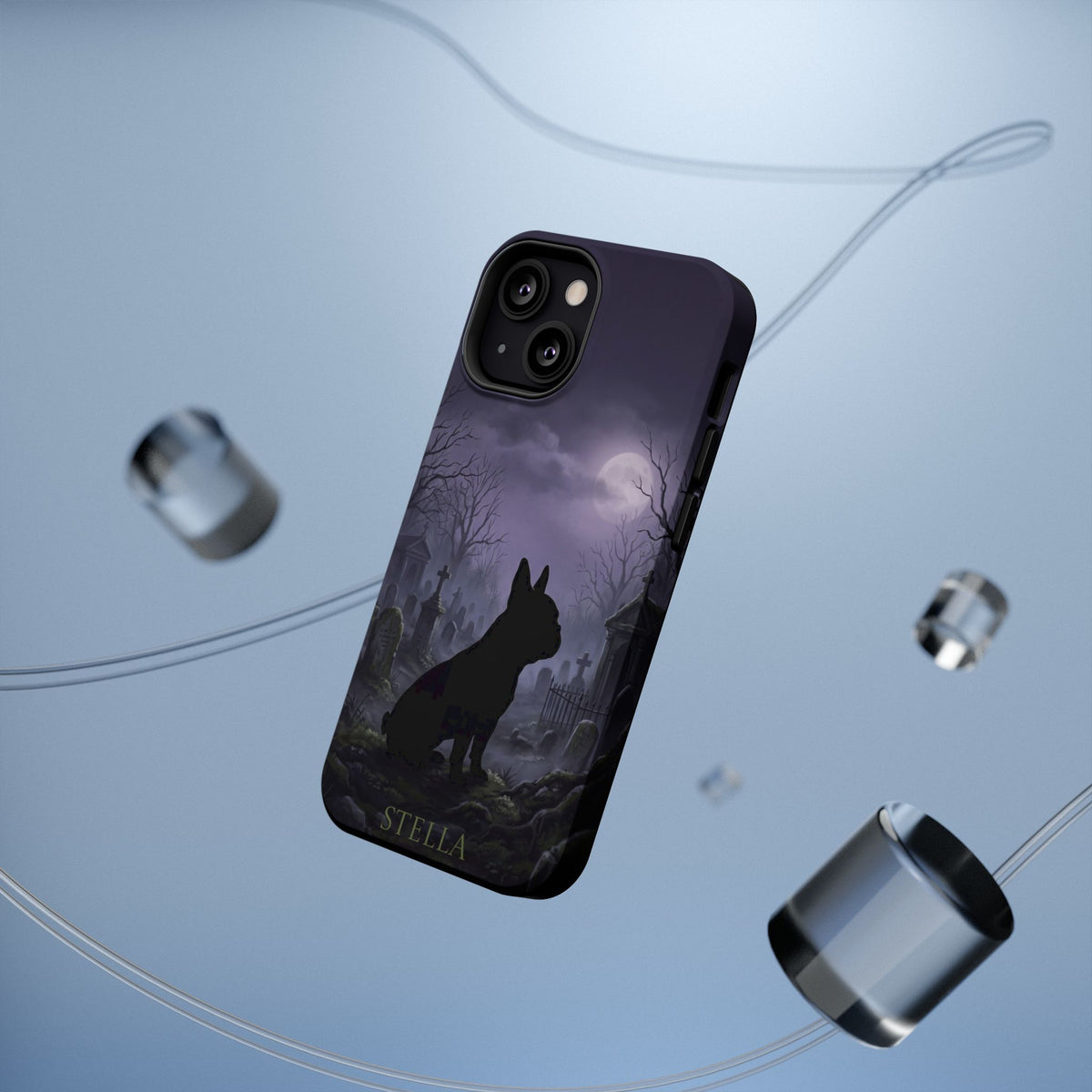 Personalized French Bulldog Moonlit Graveyard Phone Case — Wireless Charging Cover
