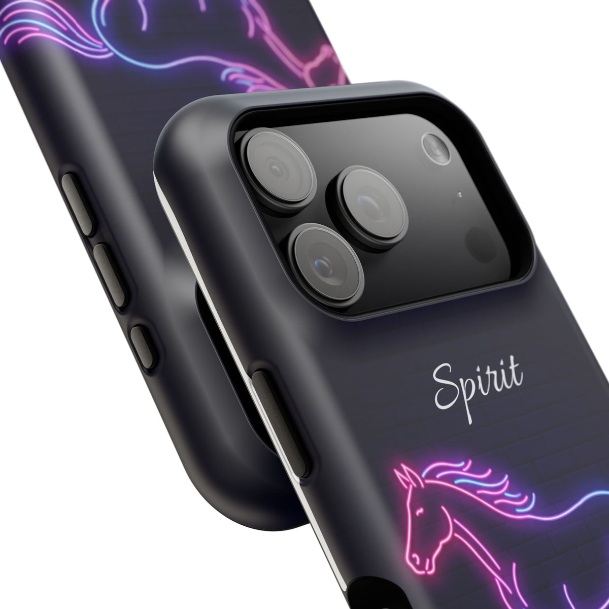 Personalized Neon Glow Horse Phone Case — Tough Magnetic Case with Wireless Charging