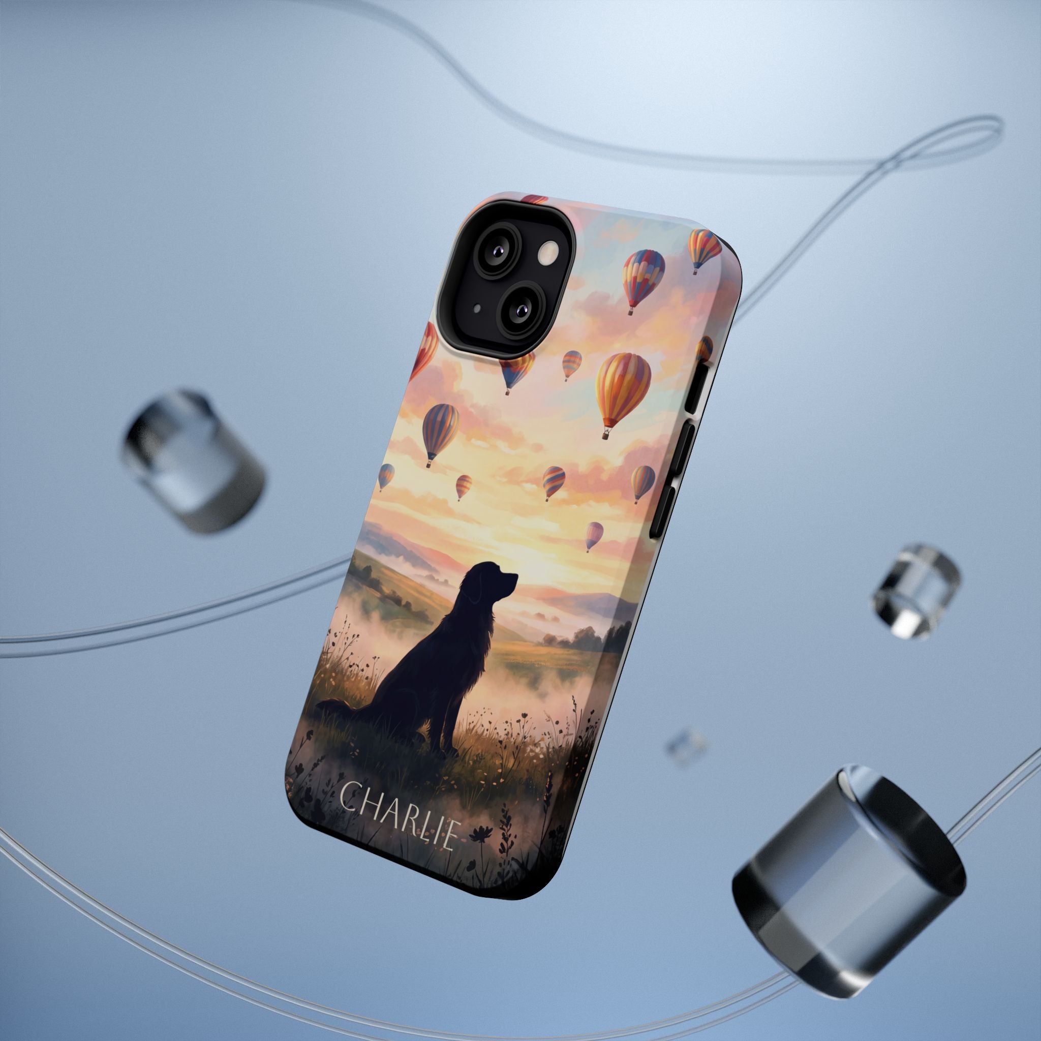 Personalized Golden Retriever Hot Air Balloon Phone Case — Wireless Charging Cover