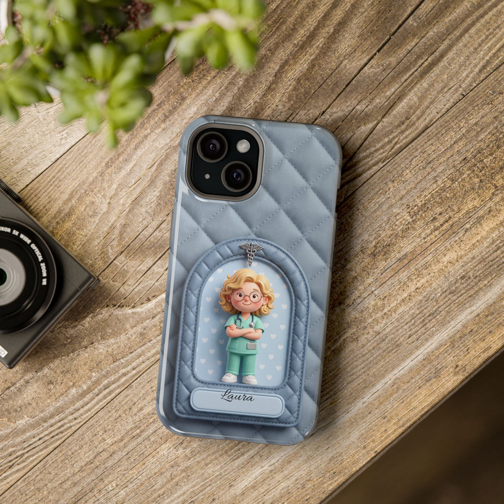 Personalized Quilted Nurse Phone Case — Wireless Charging Cover