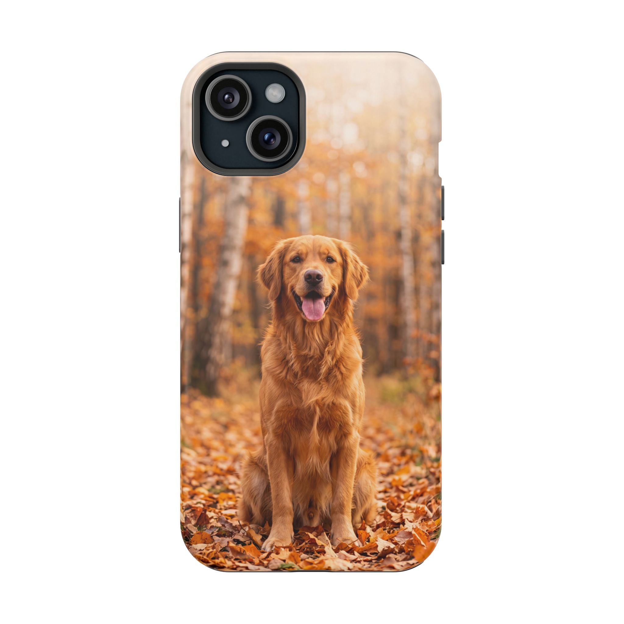 Autumn Golden Retriever Phone Case — Impact-Resistant Wireless Charging Cover