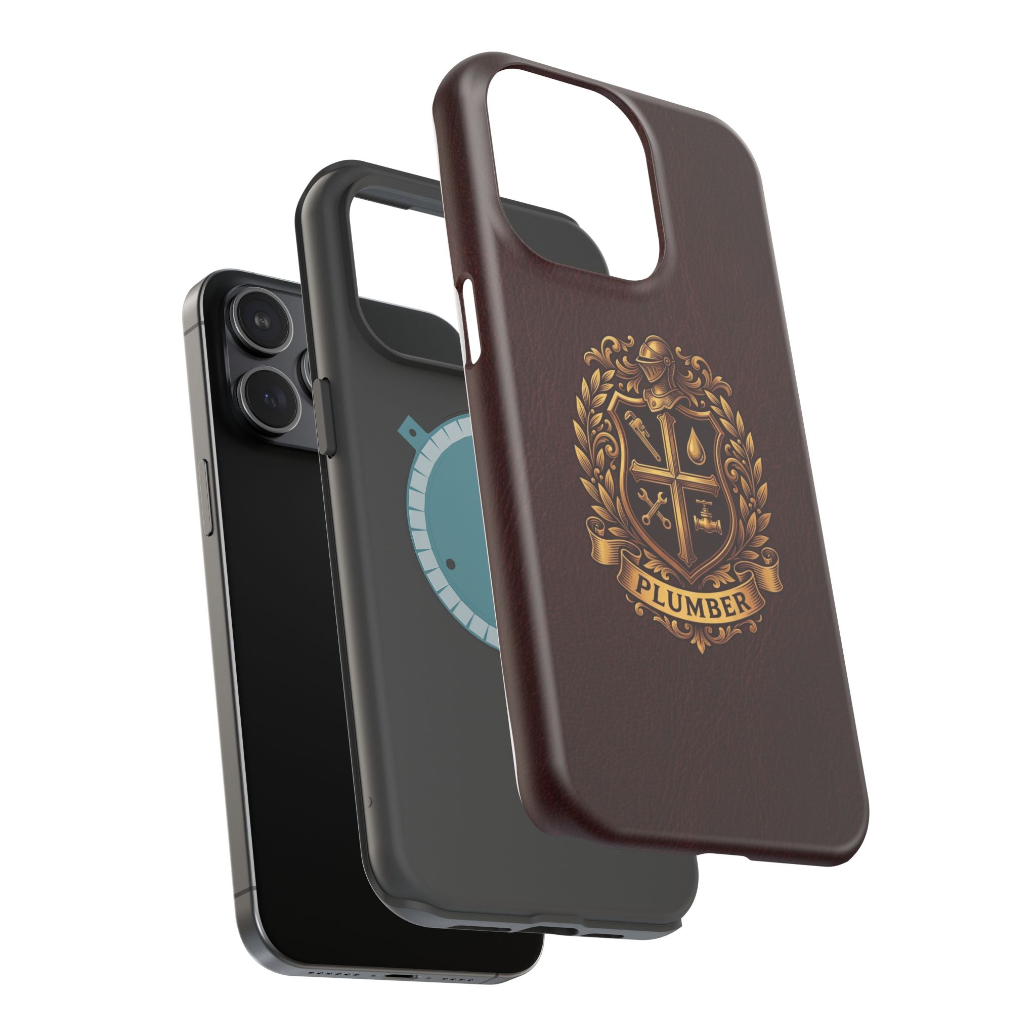 Plumber Crest Phone Case — Heraldic Shield Design Wireless Charging Cover