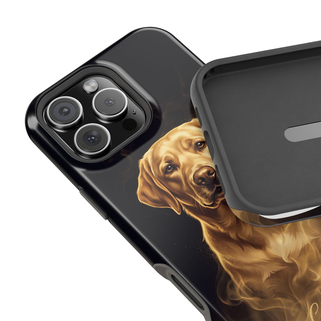 Personalized Gold Smoke Labrador Phone Case — Tough Magnetic Case with Wireless Charging