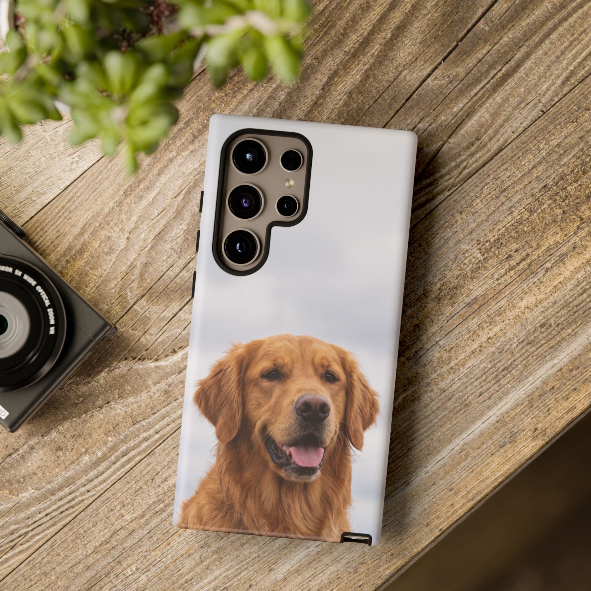 Golden Retriever Portrait Phone Case | Happy Dog Photo on Soft Sky Background | Samsung & iPhone