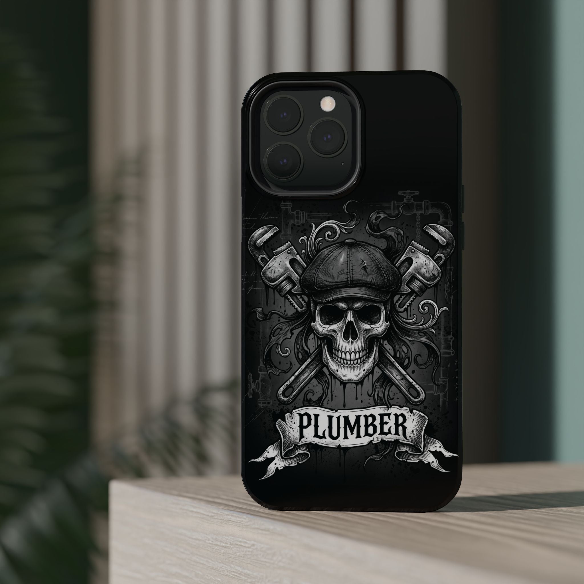 Skull & Wrenches Plumber Phone Case — Wireless Charging Cover