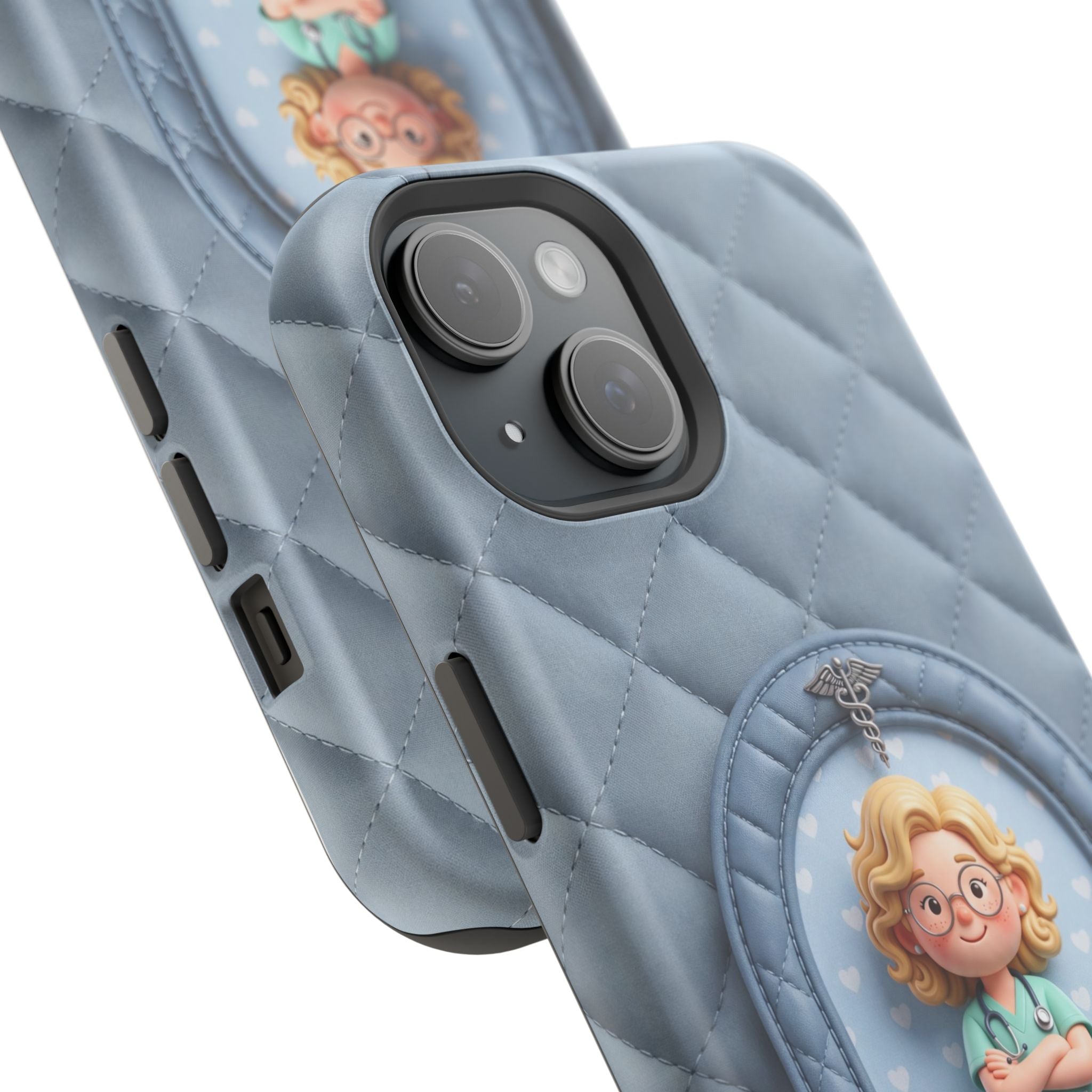 Personalized Quilted Nurse Phone Case — Wireless Charging Cover