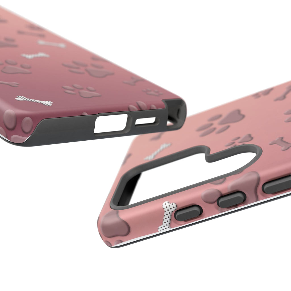 iPhone & Samsung Phone Case | Paw Print & Bone  | Dusty Rose Pattern Case for Frenchie Lovers