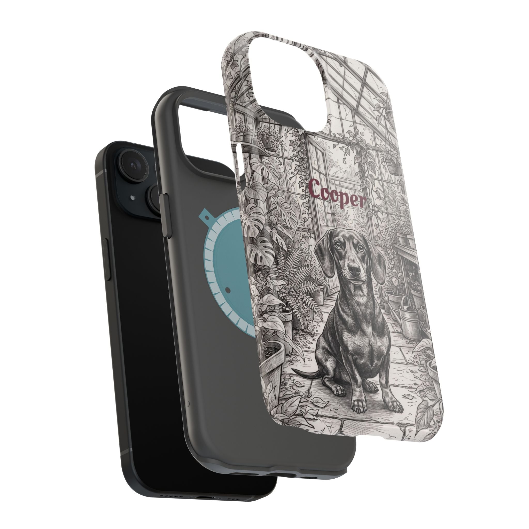 Personalized Dachshund Vintage Greenhouse Phone Case — Wireless Charging Cover