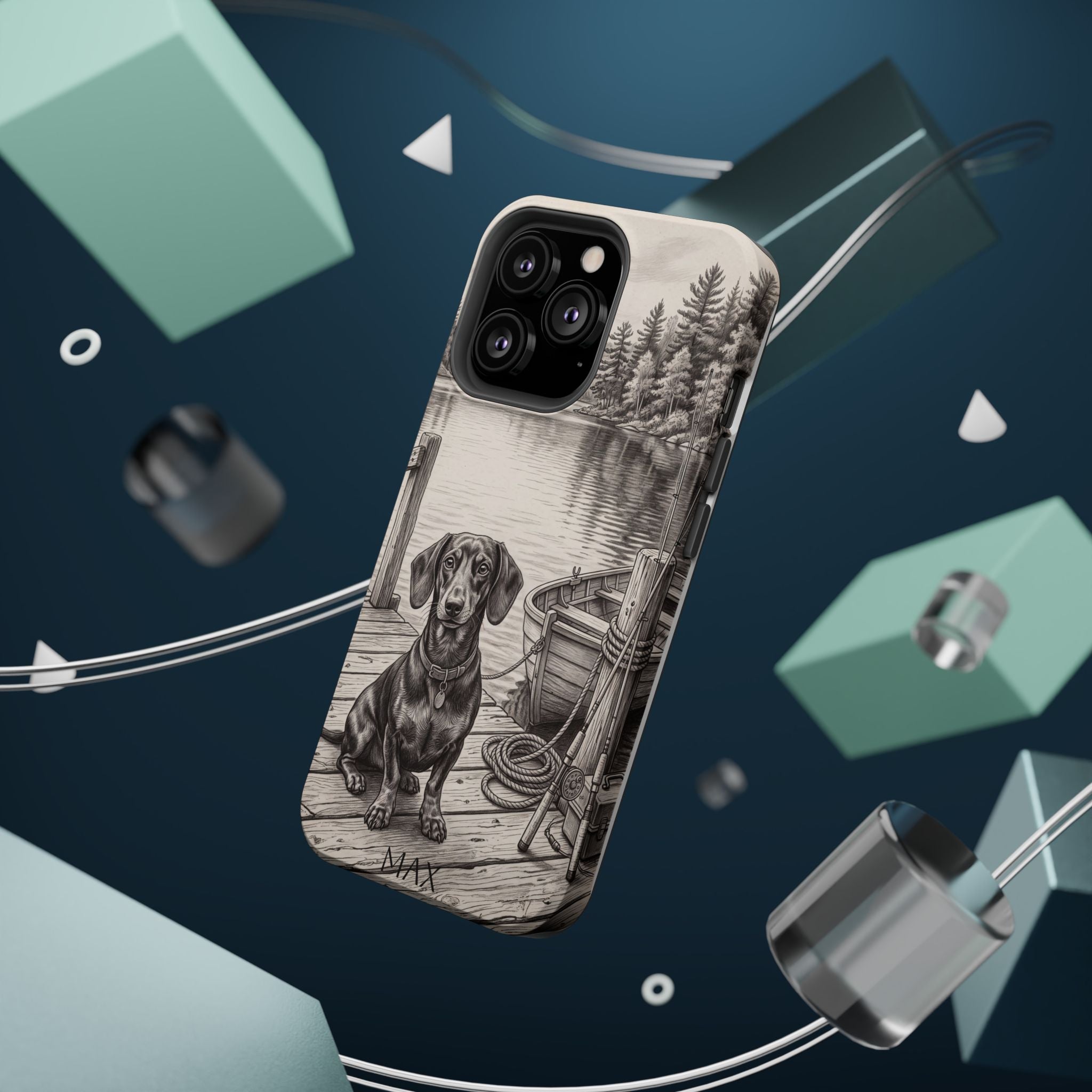 Personalized Dachshund Sunset Beach Phone Case — Wireless Charging Cover