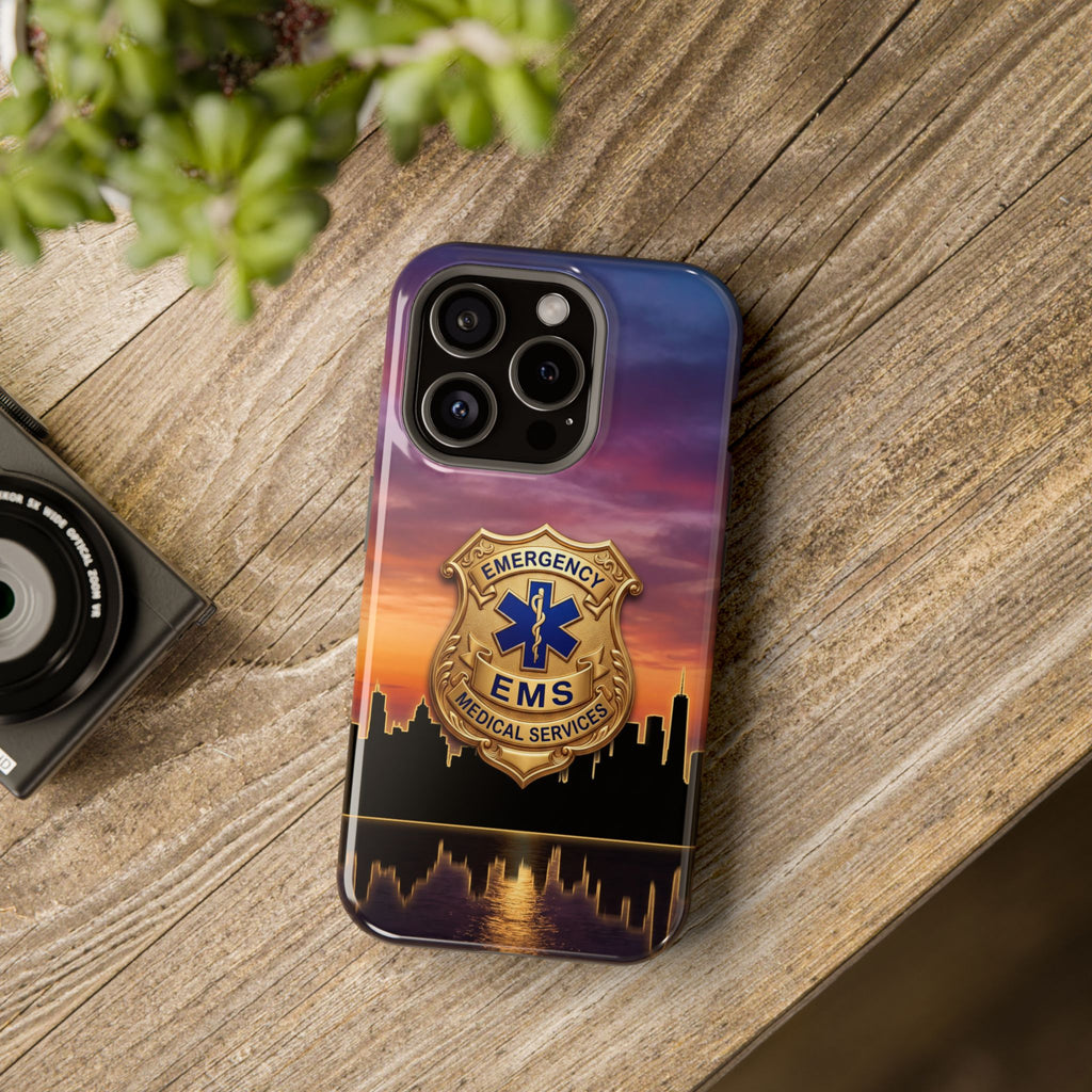 EMS Badge Sunset Skyline Phone Case — Magnetic Wireless Charging Cover