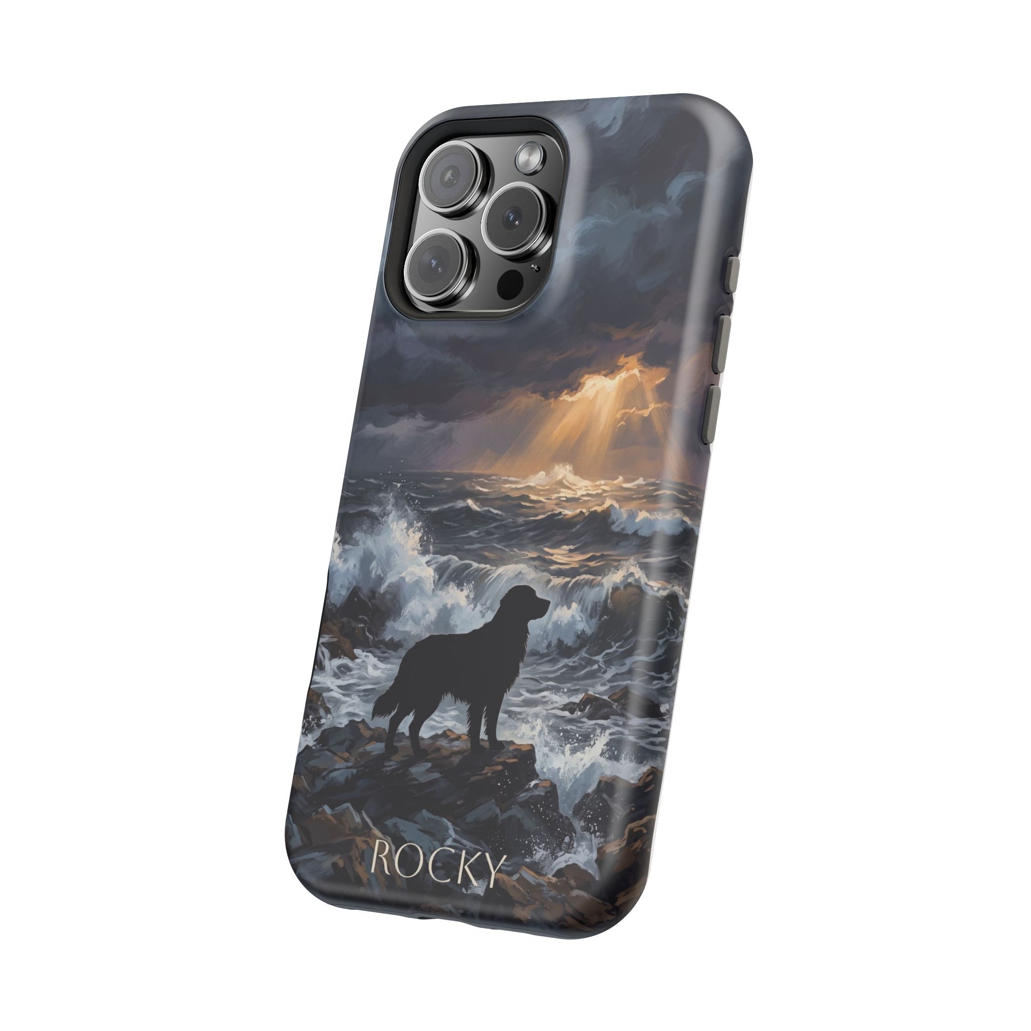 Personalized Golden Retriever Stormy Sea Phone Case — Wireless Charging Cover