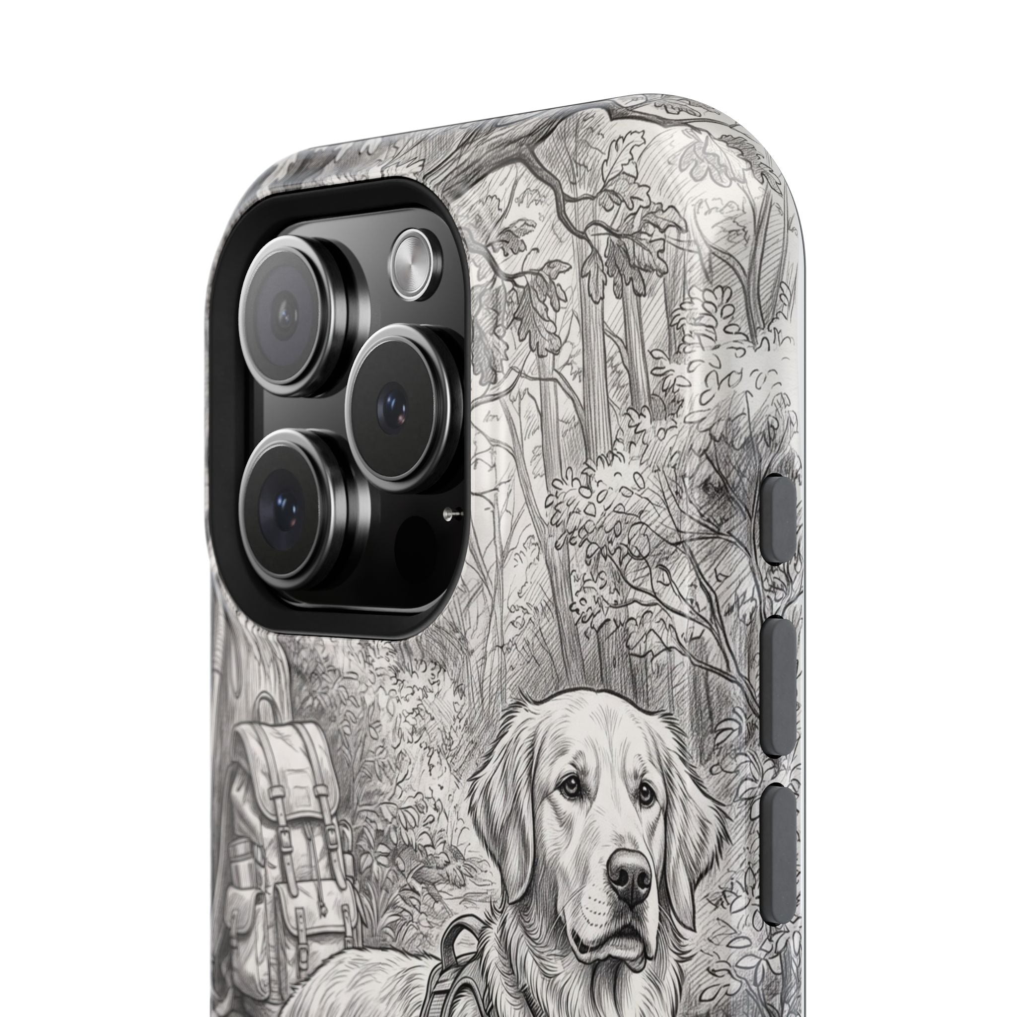 Personalized Golden Retriever Woodland Trail Phone Case — Wireless Charging Cover