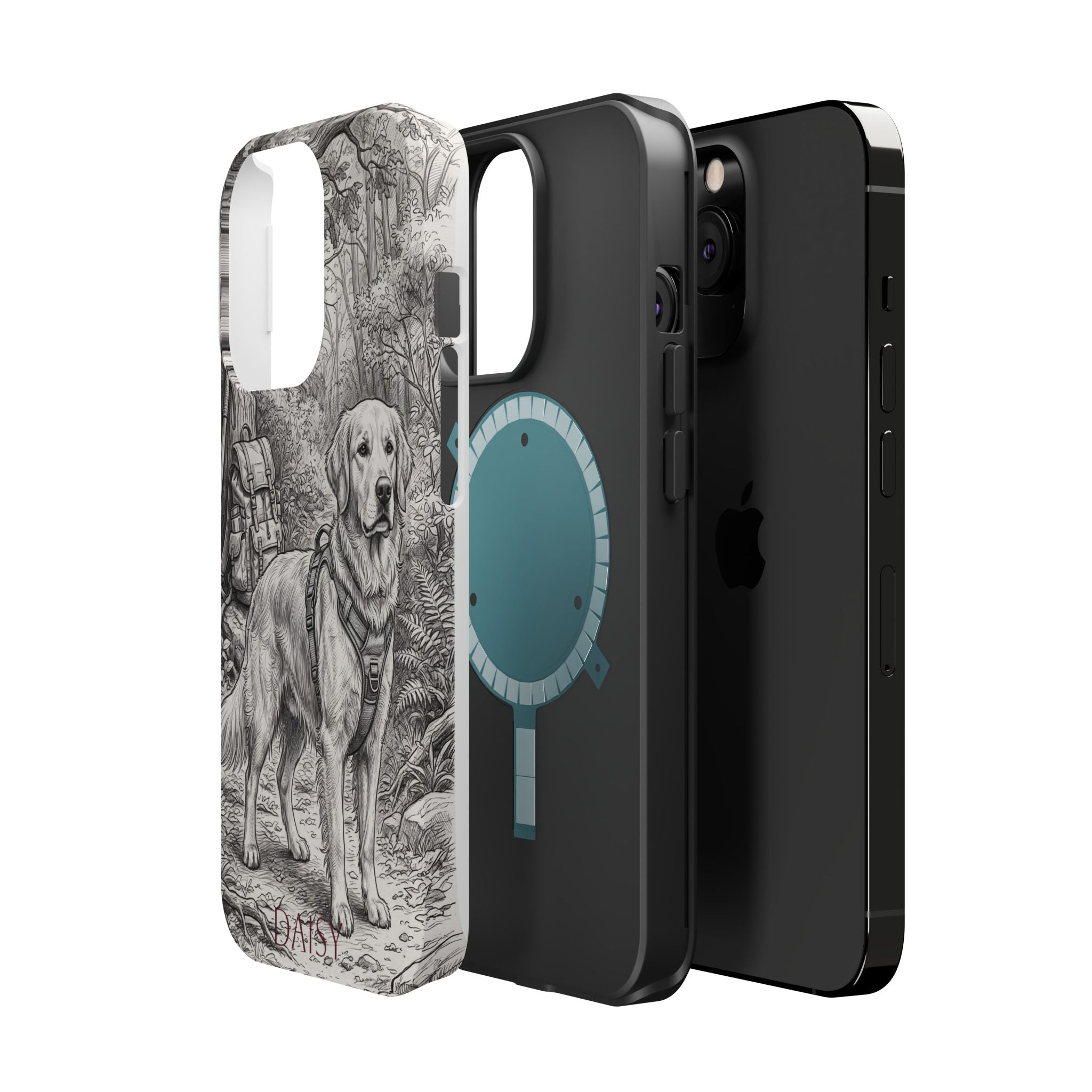 Personalized Golden Retriever Woodland Trail Phone Case — Wireless Charging Cover