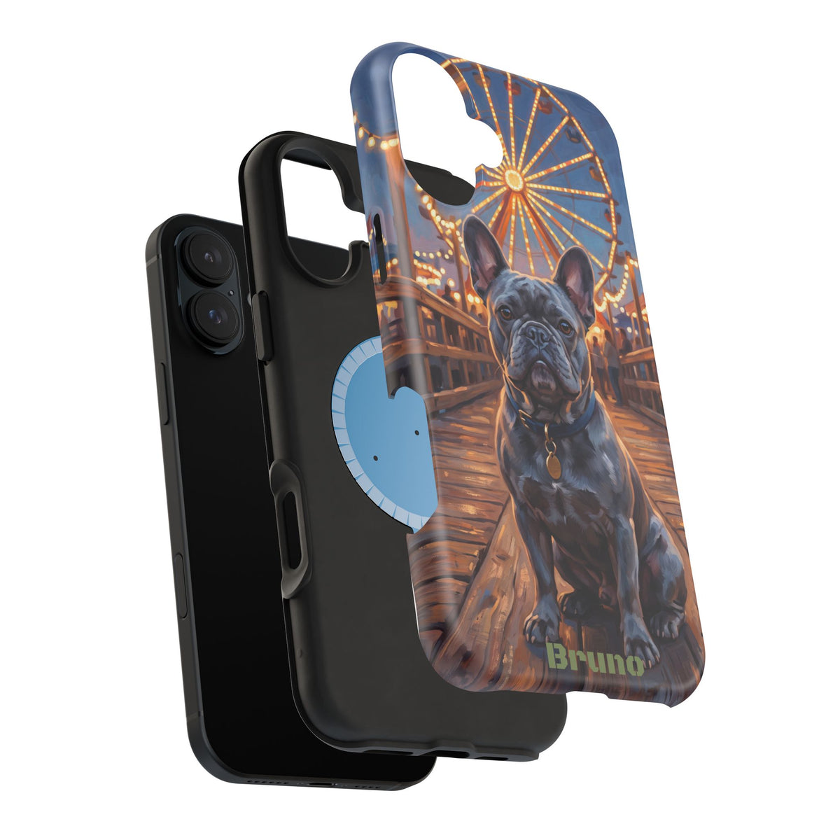 Personalized French Bulldog Pier Lights Phone Case — Wireless Charging Cover