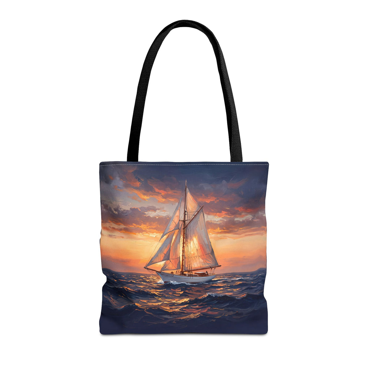 Sailboat Sunset Tote Bag | Painterly Sailing Art Tote for Boat Owners & Sailors
