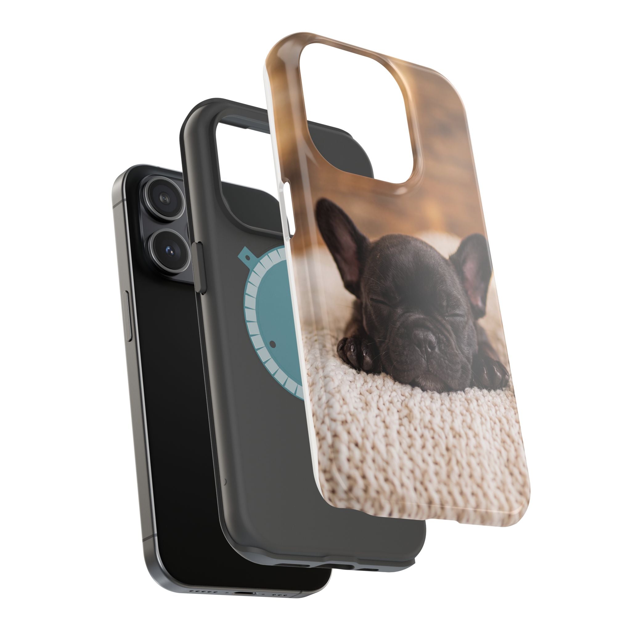 Sleepy French Bulldog Phone Case — Impact-Resistant Wireless Charging Cover