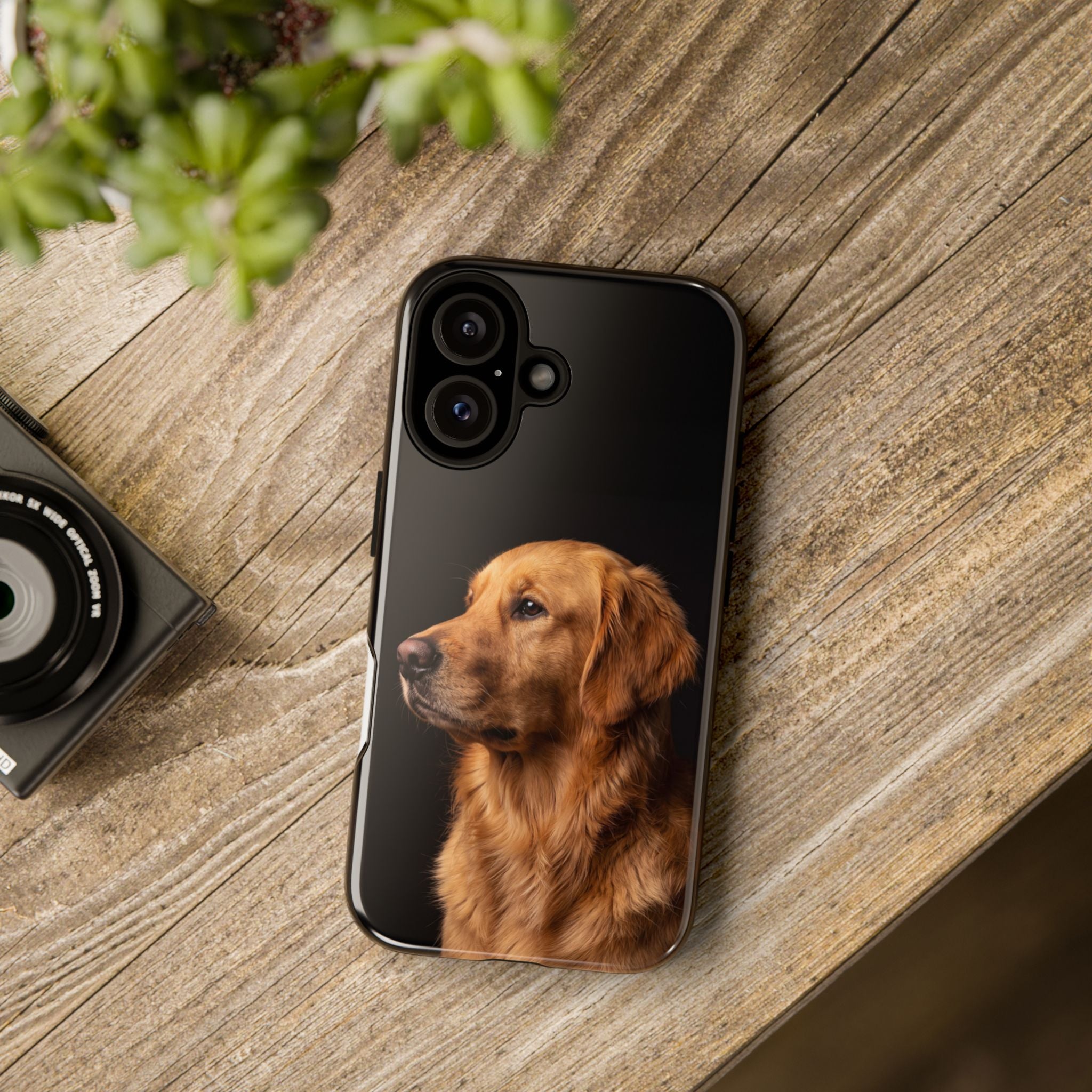 Golden Retriever Portrait Phone Case | Realistic Dog Photo on Black Background | iPhone & Samsung