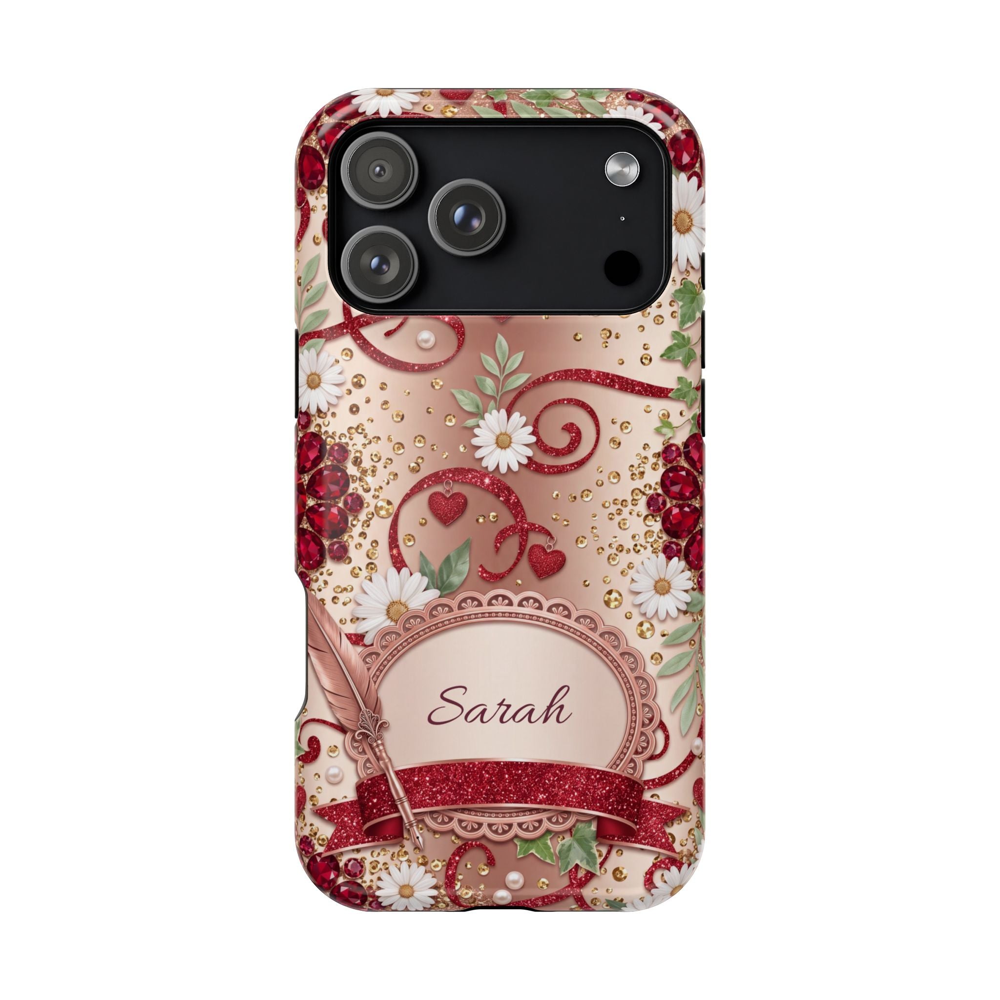 Personalized Vintage Floral Teacher Phone Case — Wireless Charging Cover
