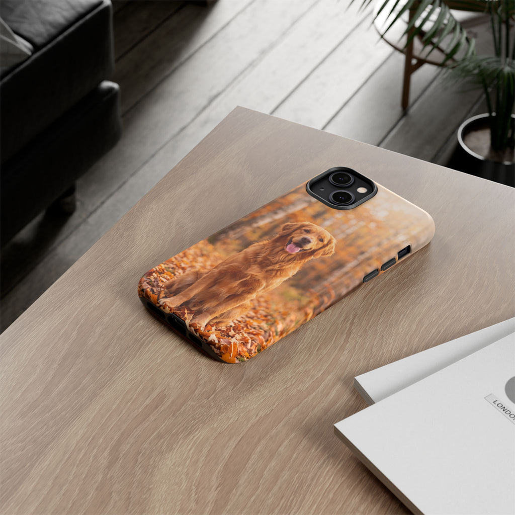 Golden Retriever Autumn Forest Phone Case | Happy Dog in Fall Foliage | Samsung & iPhone