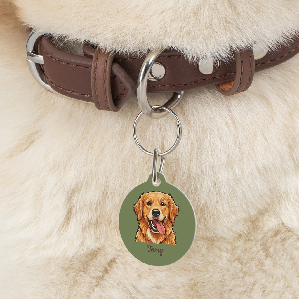 Personalized Golden Retriever Pet Tag – Custom Photo & Name Dog ID Tag