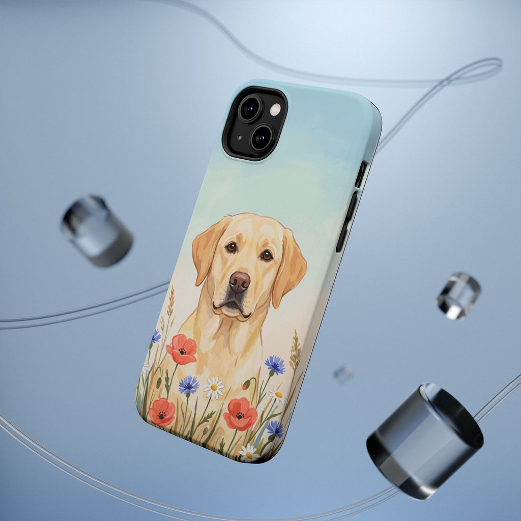 Labrador Wildflower Painting Phone Case — Tough Magnetic Case with Wireless Charging