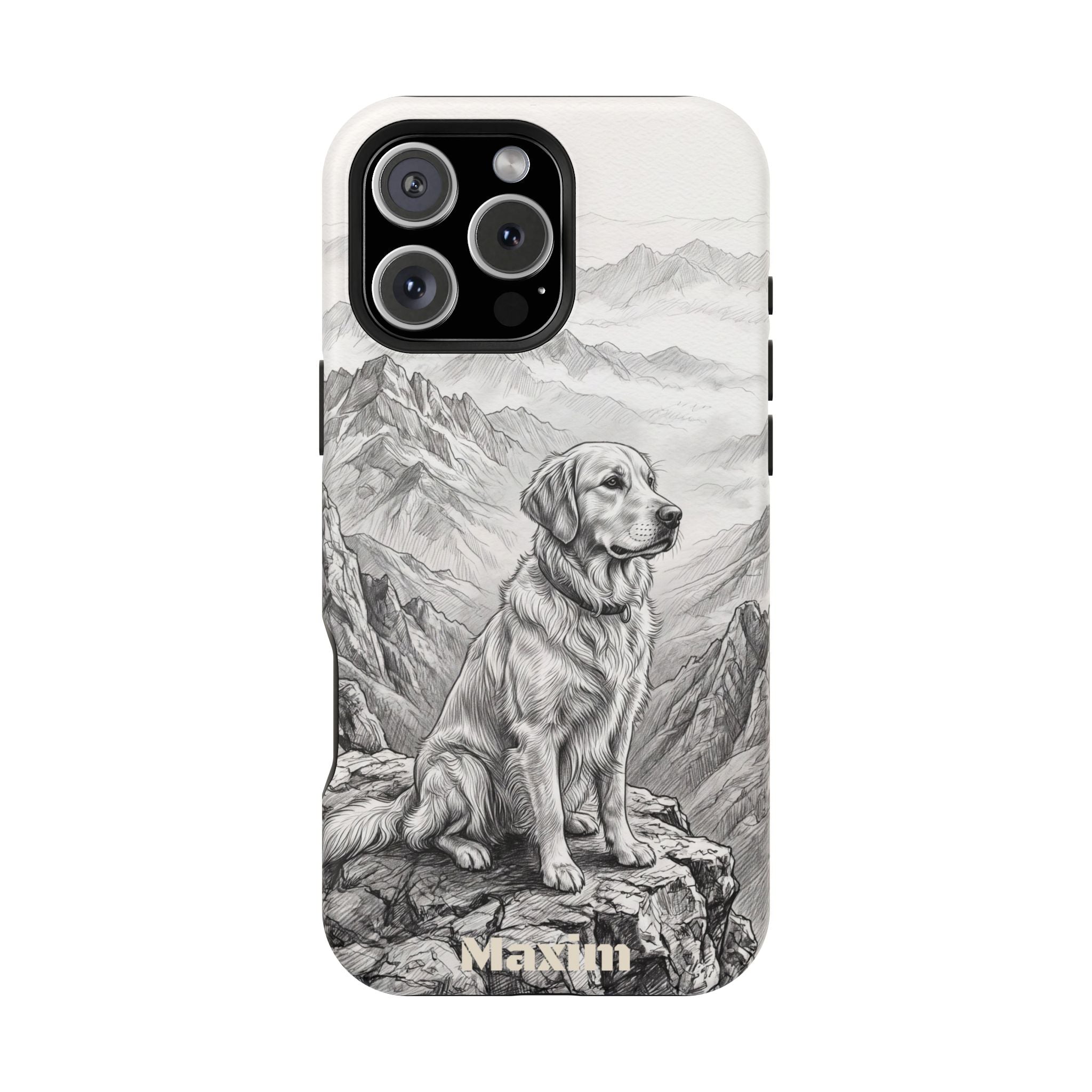 Personalized Golden Retriever Mountain Peak Phone Case — Wireless Charging Cover