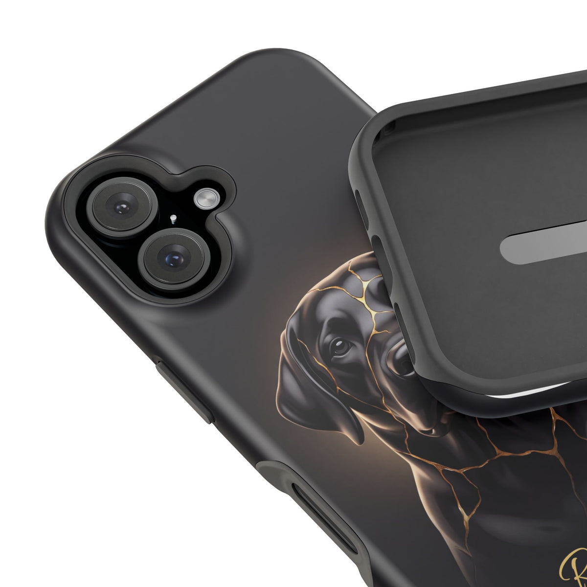 Personalized Obsidian Kintsugi Labrador Phone Case — Tough Magnetic Case with Wireless Charging