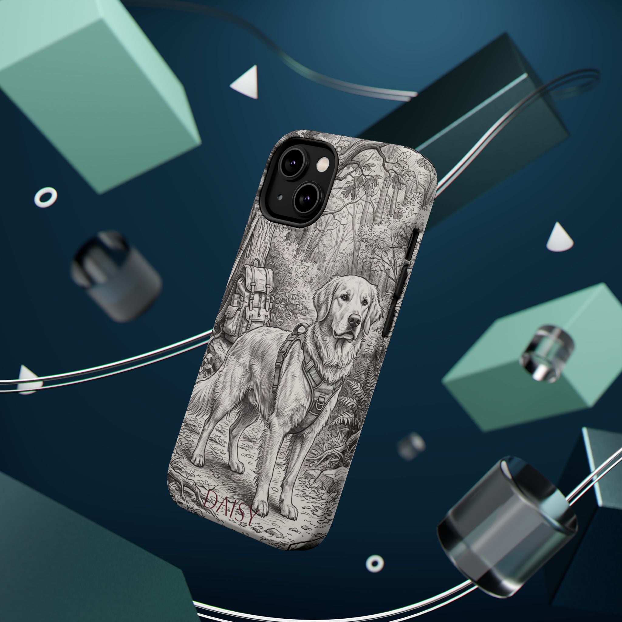 Personalized Golden Retriever Woodland Trail Phone Case — Wireless Charging Cover