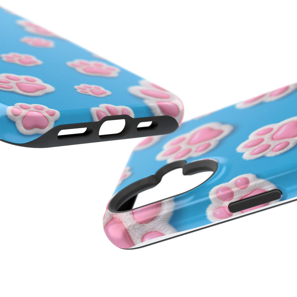 Fluffy Paw Print Phone Case | Cute 3D Pink Paw Pattern Case for Dog & Cat Lovers | iPhone & Samsung