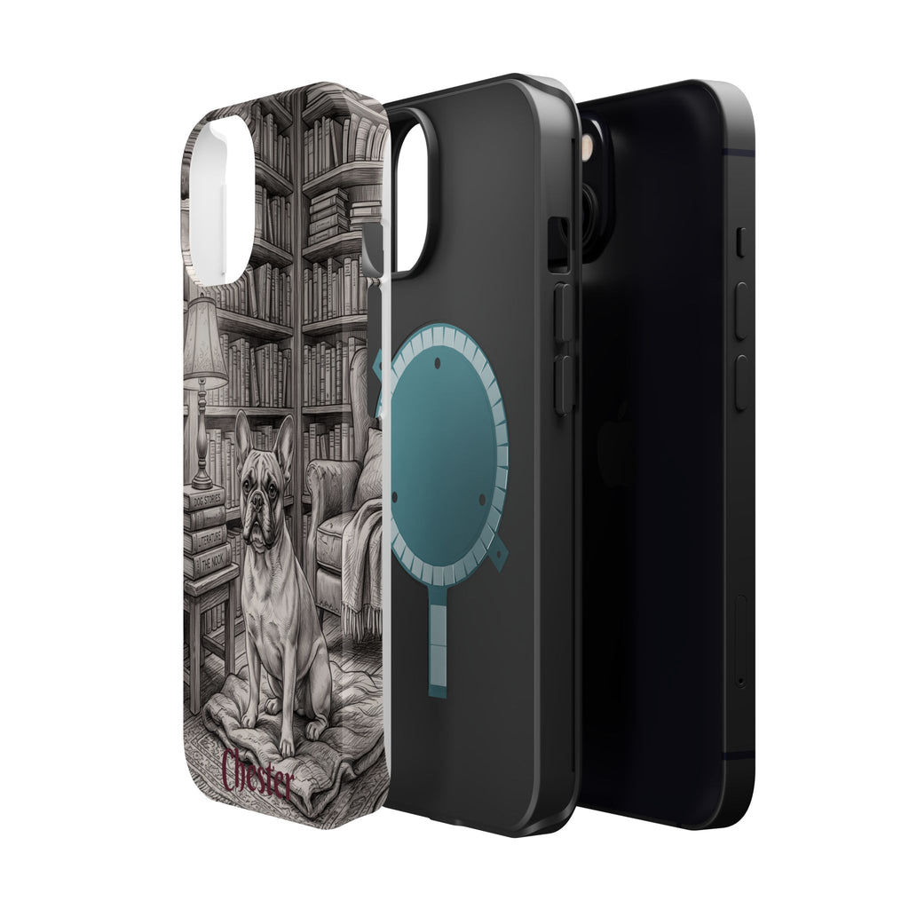 Personalized French Bulldog Library Study Phone Case — Wireless Charging Cover